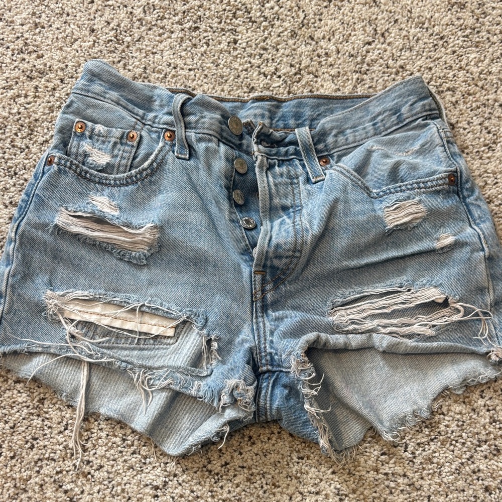 Levi's Light Blue Distressed Jean Shorts